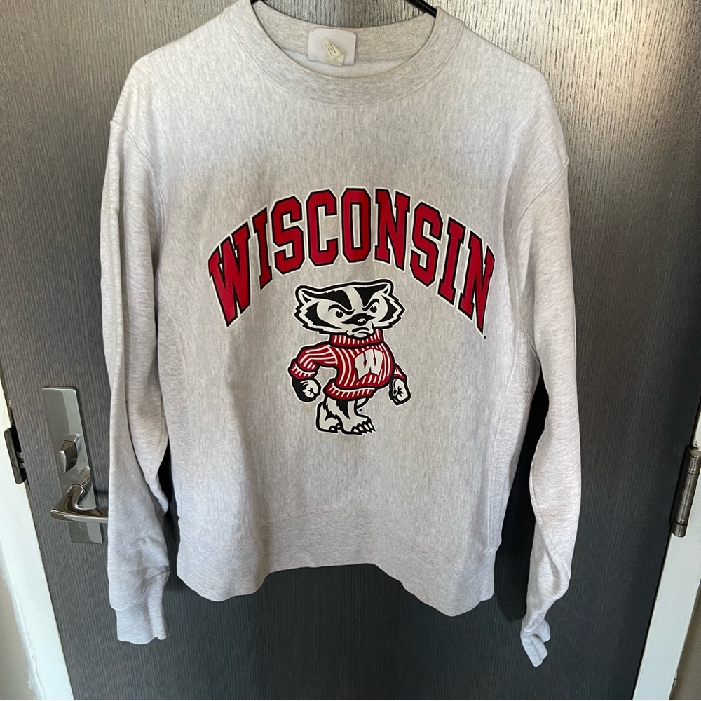 Wisconsin Badger Grey Size M Sweatshirt- Champion Brand